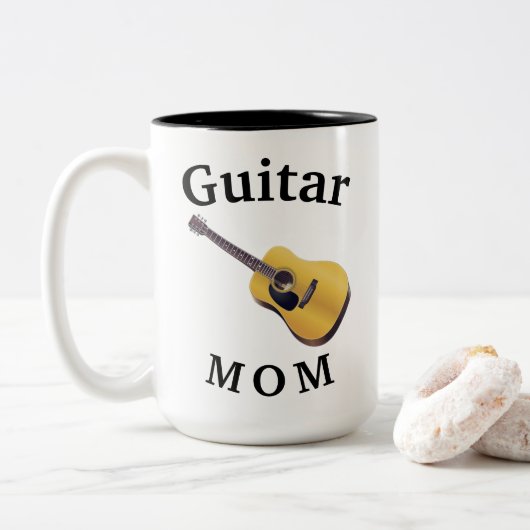 Beste "GUITAR MAMA" jemals! Muttertag Zweifarbige Tasse (Mit Donut)