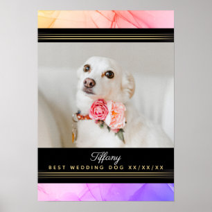 Beste Hochzeitshund-Foto-Vorlage Pink Lila benannt Poster