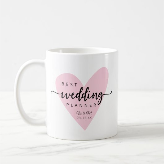 Beste Hochzeitsplaner Rosa Herzinitialen Kaffeetasse (Links)