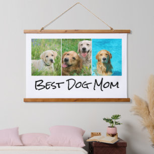 Beste Hunde Mama Foto Collage Hanging Tapestes Wandteppich Mit Holzrahmen