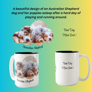 Beste Hunde Mama je! Australian Shepherd Zweifarbige Tasse