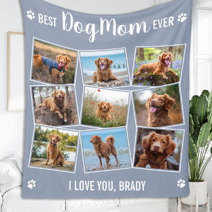 Beste Hunde-Mama je Personalisiert 9 FotoCollage Fleecedecke