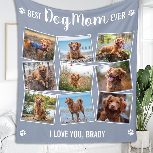 Beste Hunde-Mama je Personalisiert 9 FotoCollage Fleecedecke