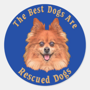 Beste Hunde sind geretteter Spitz) Runder Aufkleber