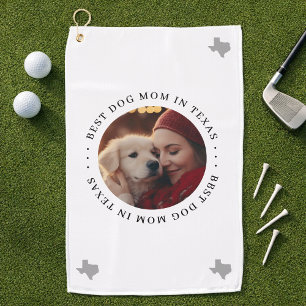 Beste Hundemama in Texas Personalisiertes Foto Golfhandtuch