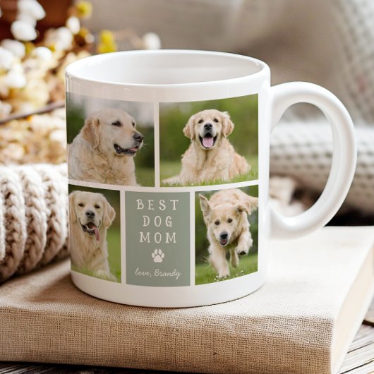Beste Hundemutter 4 Foto-Collage Sagegrün Kaffeetasse