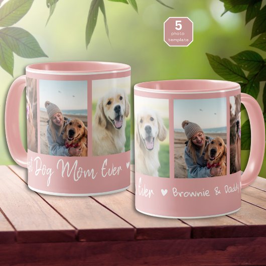 Beste Hundemutter Aller Pet 5 Foto Collage Rosa Tasse