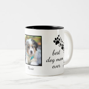 Beste Hundemutter Aller Zeiten Foto Name Zweifarbige Tasse