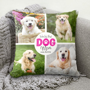 Beste Hundemutter der Welt, individuelle 4-Foto-Ro Kissen