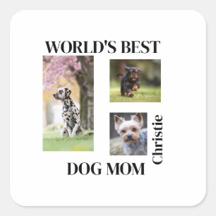Beste Hundemutter der Welt - Personalisiertes Gesc Quadratischer Aufkleber
