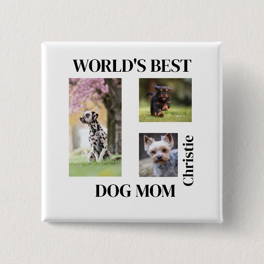 Beste Hundemutter der Welt - Personalisiertes Name Button (Vorderseite)