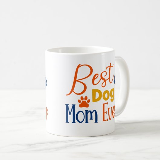 Beste Hundemutter farbiges Typografie-Design Kaffeetasse (VorderseiteRechts)