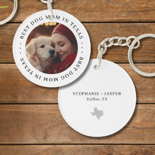 Beste Hundemutter in Texas Personalisiertes Foto Schlüsselanhänger