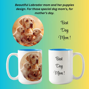 Beste Hundemutter Labrador und Welpen Zweifarbige Tasse