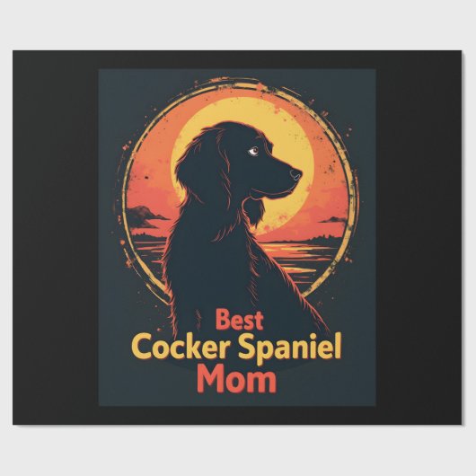 Beste Hundemutter Mama - Vintage Cocker Spaniel T- Geschenkpapier (Flach)