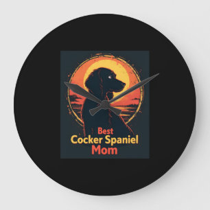 Beste Hundemutter Mama - Vintage Cocker Spaniel T- Große Wanduhr