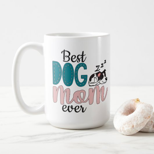 Beste Hundemutter mit niedlichem, gepunkteten Hund Kaffeetasse (Mit Donut)