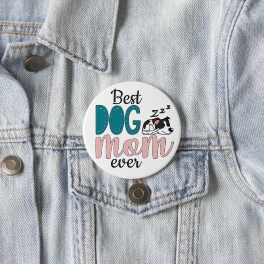 Beste Hundemutter mit niedlichem schlafenden Welpe Button (Beispiel)