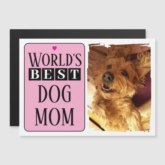 Beste Hundemutter oder Papa Foto rosa Magnetkarte Magneteinladung (Vorne/Hinten)