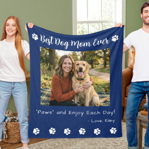 Beste Hundemutter Pfoten Blaues Haustierfoto Fleecedecke