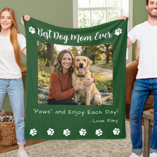 Beste Hundemutter Pfoten Grüne Tier-Foto Fleecedecke