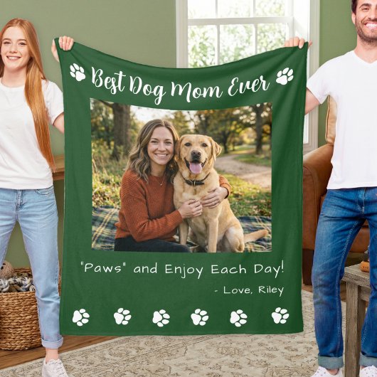 Beste Hundemutter Pfoten Grüne Tier-Foto Fleecedecke