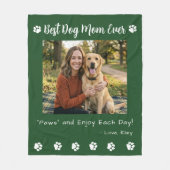 Beste Hundemutter Pfoten Grüne Tier-Foto Fleecedecke (Vorderseite)