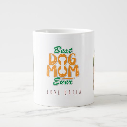 Beste Hundemutter überhaupt 2 Foto-Bogen & Name Jumbo-Tasse (Vorderseite)