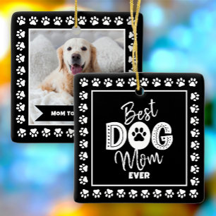 Beste Hundemutter überhaupt Foto Schwarz Weiß Pfot Keramikornament
