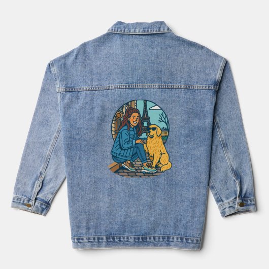 Beste Hundemutter überhaupt in Paris Jeansjacke (Rückseite)