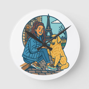 Beste Hundemutter überhaupt in Paris Runde Wanduhr