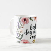 Beste Hundemutter überhaupt – Wasserfarben-Blumen  Kaffeetasse (Vorderseite Links)