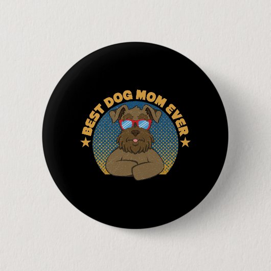 Beste Hündin Mama je Miniatur Schnauzer Button (Vorderseite)