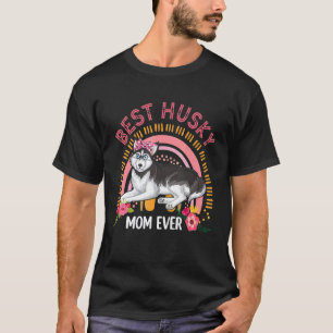 Beste Husky-Mutter Aller Zeiten Floral Husky Hund  T-Shirt