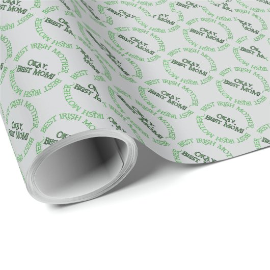 Beste Irische Mutter graues Matt-Geschenkpapier Geschenkpapier (Rolleneckpunkt)
