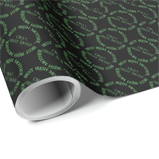 Beste Irische Mutter schwarzes matte Geschenkpapie Geschenkpapier (Rolleneckpunkt)