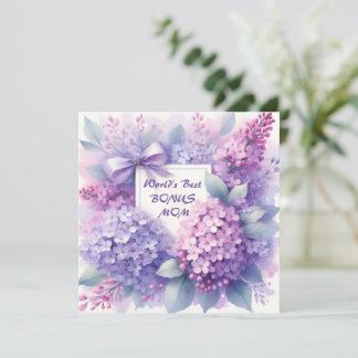 Beste je Bonus Mama Lilac Pink Botanische Blume Feiertagskarte