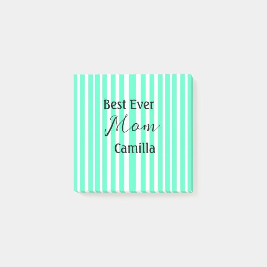 Beste jemals Mutter grün gestreiftes Muster Pastel Post-it Klebezettel (Vorderseite)