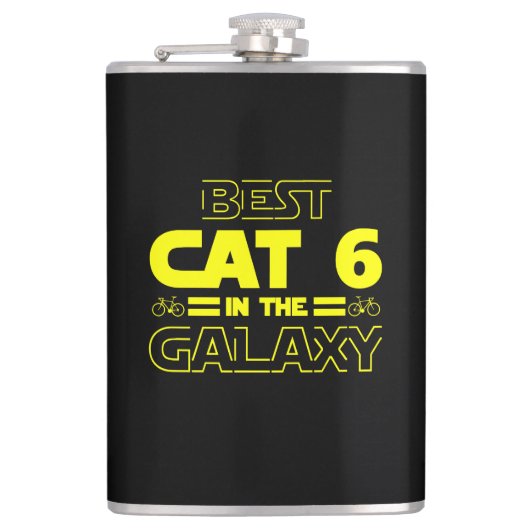 Beste Katze 6 in der Galaxie Flachmann (Vorderseite)
