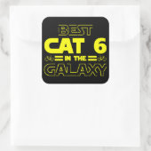 Beste Katze 6 in der Galaxie Quadratischer Aufkleber (Tasche)
