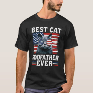 Beste Katze Godvater Ever American Flag Patriotic  T-Shirt
