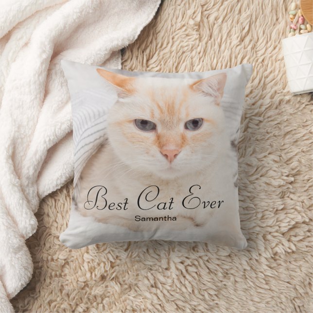 Beste Katze je Foto Name Kissen (Decke)