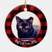 Beste Katze je Individuelle Name Weihnachtsgebäck Keramik Ornament (Hinten)