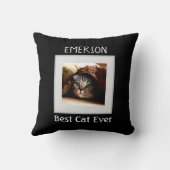Beste Katze je Personalisierter Name des Tieres Fo Kissen (Rückseite)