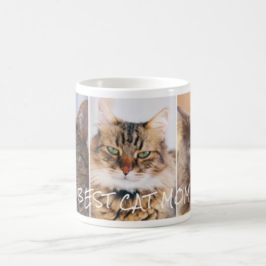 Beste Katze Mama 3 FotoCollage Kaffeetasse (Mittel)