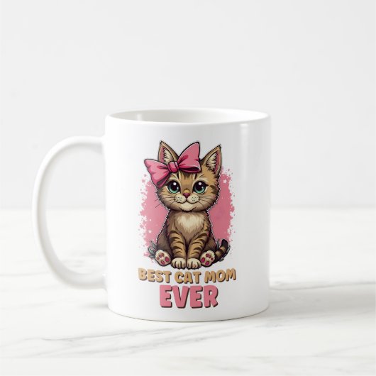 Beste Katze Mama je, Funny Tabby Katze Mutter Kaffeetasse (Links)
