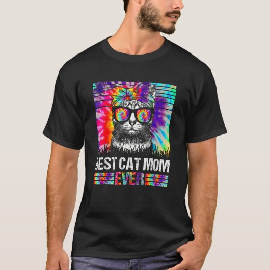 Beste Katze Mama je Gefärbte Krawatte Katze Mama M T-Shirt (Vorderseite)