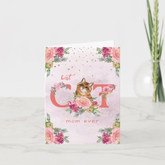 Beste Katze Mama je Kitten Illustration Muttertag Dankeskarte (Vorderseite)