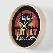 Beste Katze Mama je Retro Vintager Regenbogenwald Uhr (Winkel)