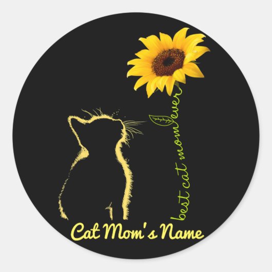 Beste Katze Mama je Sonnenblume Katze Mommy Person Runder Aufkleber (Vorderseite)